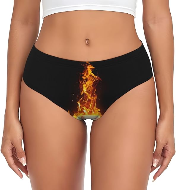 Flame Baseball for Womens Underwear Soft Breathable Briefs Ladies Panties Sexy Lingerie