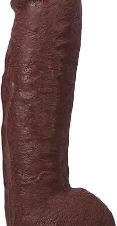 Doc Johnson The Realistic Dildo - Hung - 12 Inch ULTRASKYN Dildo with Removable Vac-U-Lock Suction Cup - F-Machine and Harness Compatible Dildo - for Adults Only, Chocolate