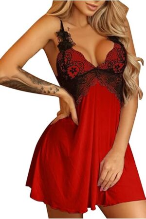 Lace Babydoll Lingerie for Women Sexy Hot Chemise Nightgown Mesh Nightdress Pajama Dress for Sex Naughty