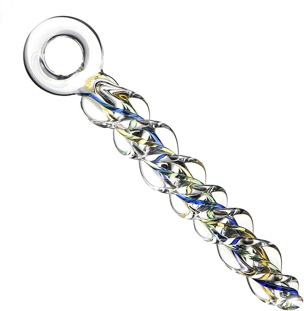 Crystal Glass Threaded Dildos with Realistic Penis Spiral G-Spot Anal Butt Plug,Crystal Screw Thread Silky Dildos Enlarge Anus Fairy Stick Anal Plug G-spot Vagina Stimulator Training for Men Women