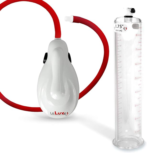 LeLuv White eGrip Electric Handheld Penis Pump with Premium Uncollapsible Quick-Disconnect Hose 9 Inch Length x 1.75 Inch Diameter Untapered Cylinder