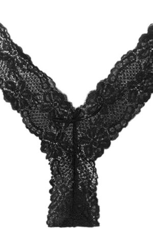 Lethez Underwear Women Lace Panties Sexy Lingerie Briefs Knickers Thongs G-String Underpants (Free Size, Black)
