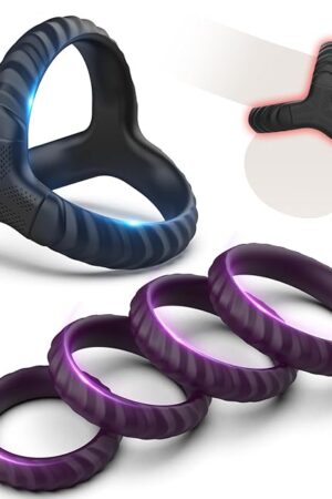Dovelo Penis Rings Set, 5 Different Sizes Silicone Cock Rings for Couple Sex Toys, Adult Sex Toys for Men - Purple