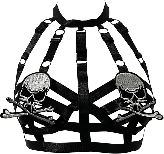 Women's Sexy Lingerie Bikini Tops Anime Devil Cosplay Costume Goth Harness Bar Festivals Rave Outfit Halloween Black