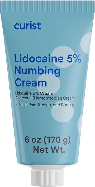 Curist 5% Lidocaine Cream Maximum Strength Topical Pain Relief - 6 oz (170 g) XL Tube - Numb Quickly & Effectively Numbing Formulation - (1 Pack - 6 oz Tube)