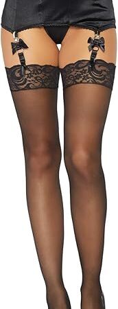 Women's Contrast Top Cuban Heel Backseam Stockings
