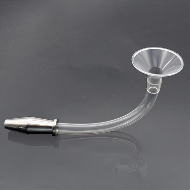 Anal Plug for Men and Women, Stainless Steel Metal Funnel-Shaped Infusion Device, Transparent Hose Anal Plug, Sex Toys