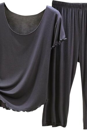 Women's Pajamas Set Short Sleeve Top and Shorts Pants Lightweight Sleepwear Comfy Pjs Lounge Set Summer Loungwear