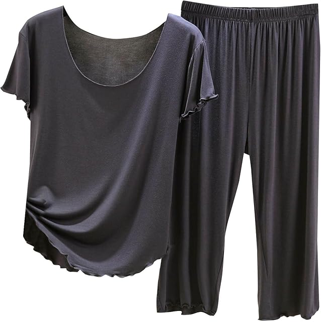 Women's Pajamas Set Short Sleeve Top and Shorts Pants Lightweight Sleepwear Comfy Pjs Lounge Set Summer Loungwear
