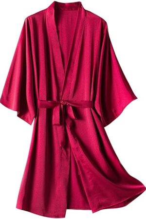 Women Elegant Kimono Bathrobe Casual Sexy 3/4 Sleeve Nightgown Loose Soft Sleepwear Robes Comfy Loungewear Pajamas