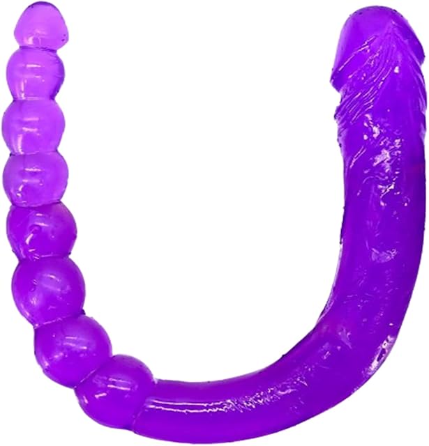 Double Ended Dildo,Realistic Penis and Beads Flexible Double Dong Adult Sex Toys 18.5 inch Dong Anal Beads with Veins and Glans for Anal Vagina Stimulation Double Side Penis Sex Toy for Men Women