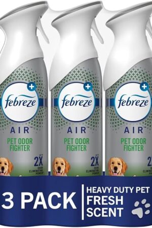 Febreze Air Mist Air Freshener Spray, Odor-Fighting Room Spray, Air Fresheners for Home and Bathroom and Kitchen, Aerosol Can, HD Pet Odor Fighter Scent, 88oz, 3 Count