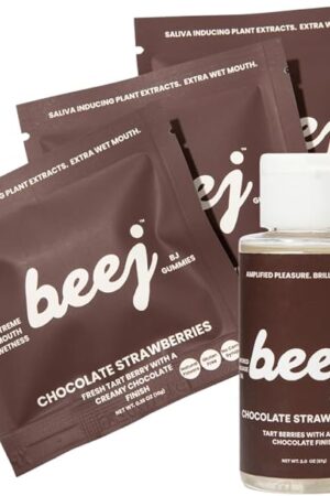 BEEJ Bundle: BJ Gummies, Oral Sex Gummies for a Watering Mouth. BJ Oil, Flavored Massage Oil for Couples. 4 Item Gift Set.(Chocolate Strawberries)