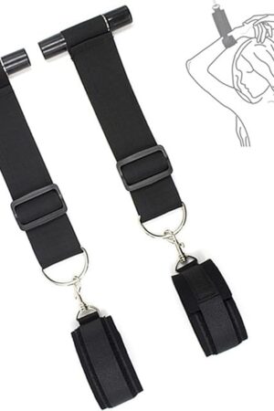 Door Sex Swing Straps Hanging Wrist Cuffs Adjustable Bondage Restraints BDSM Kit with Plush Leather Couple Handcuffs Bondage Gear Accessories for Kinky Couples (Black)