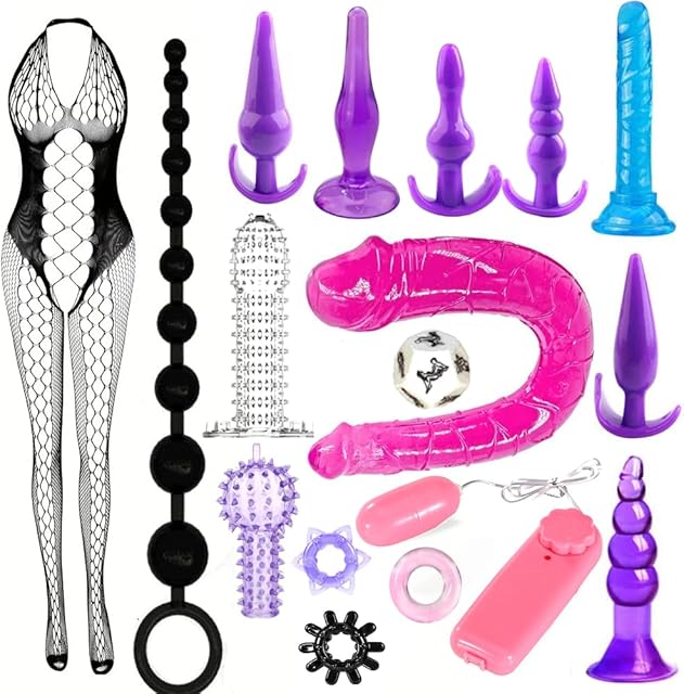 G Spot Dildo Vibrator Anal Plug Beginner Set 17 PCS Butt Plugs Sex Toy Training Kit- G Spot for Beginner Adult Unisex Women and Men Couple