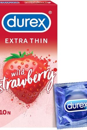 Durex Extra Thin Wild Strawberry Flavoured Condoms for Men - 10s
