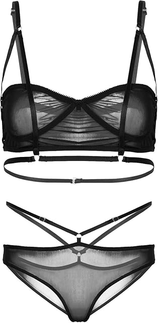 Women Lingerie Sexy Bra Panty Set Mesh Babydoll 2 Piece Underwear