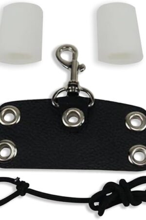 Zen Hanger Leather Penis Weight Hanger - Lace Up Male Enlargement Kit w/ 2 Silicone Sleeves, Elastic Shock Cord, & Barrel Lock - Penis Stretching Equipment
