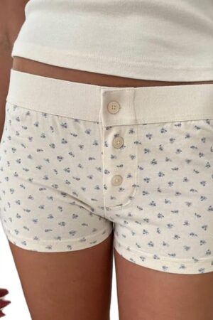 Women Boyshorts Underwear Panties Boxer Briefs Elastic Waist Striped Floral Print Shorts Plaid Sexy Booty Shorts
