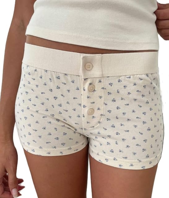Women Boyshorts Underwear Panties Boxer Briefs Elastic Waist Striped Floral Print Shorts Plaid Sexy Booty Shorts