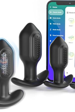 Yivans 4 PCS Anal Plug Training Kit Long Distance APP Remote Vibrating Silicone Butt Plug Prostate Massager Anal Vibrator with 10 Vibration Modes, Adult Sex Toys for Men Women Couple Pleasure
