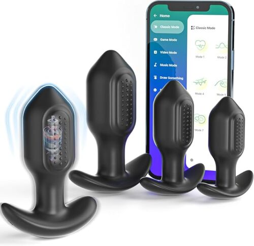 Yivans 4 PCS Anal Plug Training Kit Long Distance APP Remote Vibrating Silicone Butt Plug Prostate Massager Anal Vibrator with 10 Vibration Modes, Adult Sex Toys for Men Women Couple Pleasure