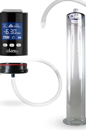 LeLuv Black iPump Smart LCD Head with Adapter Penis Pump 12" Length x 2.00" Diameter Wide Flange Cylinder