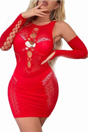 Women Fishnet Bodysuits,Sexy Mesh Babydoll,Women's Floral Lace Lingerie,Bodysuit Dress,One Piece Babydoll One Size