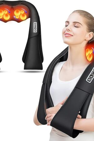 AERLANG Shiatsu Back and Neck Massager, Back Massager Deep Tissue Kneading Neck and Shoulder Massage with Heat, Electric Massage Pillow Fathers Day Gift Ideas from Daughter Son(NOT Cordless)