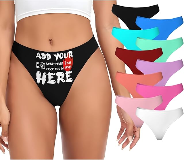 Custom Thongs Personalized Briefs with Photo Personalized Sexy Funny Panties Underwear for Women Design Your Own