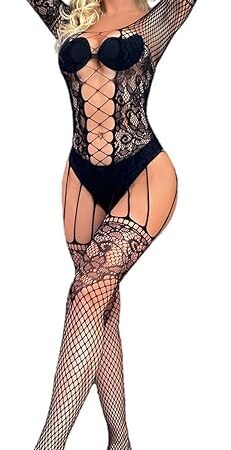 Women's Sexy Lingerie Bodysuit Fishnet Teddy Lace Flexible Sling Lingerie Babydoll Chemise Nightwear