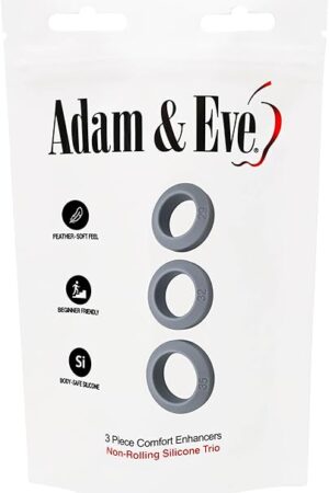 Adam & Eve 3 Pc Comfort Enhancers, Stretchy Penis Rings, Liquid Silicone, Boosts Size and Stamina, Non Rolling Design, Set of 3 Graduated Sizes, Soft and Comfortable Fit, Waterproof, Easy to Use