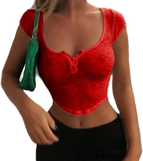 Women Sexy Sheer Crop Top Short Sleeve Button Down See Through Baby Tee Summer Transparent Lingerie Top