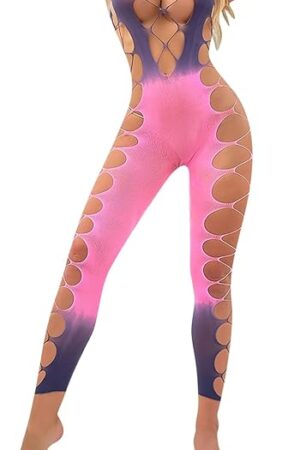 Women's Sexy Fishnet Bodystocking Hollow Out Lingerie One Piece Bodysuits Underwear Nightwear Badydoll Club Outfits