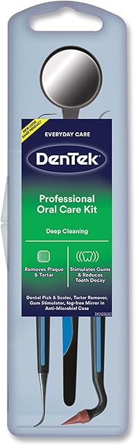 DenTek Professional Oral Care Kit, with Advanced Clean Tools including Dental Pick, Scaler, Stimulator, and Dental Mirror