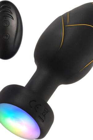 Anal Plug Vibration Sex Toy,10 Modes Vibrating Butt Plug - LED Color Light Remote Control Anal Plug, Adult Sex Toys and Games