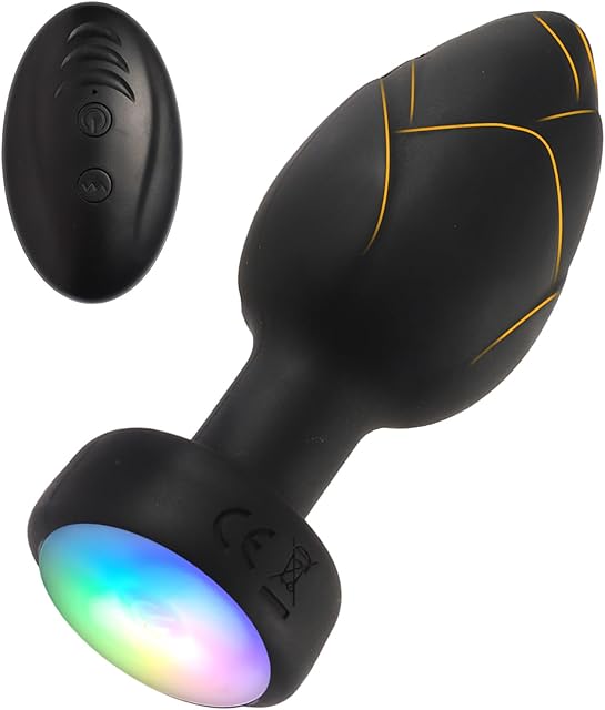 Anal Plug Vibration Sex Toy,10 Modes Vibrating Butt Plug - LED Color Light Remote Control Anal Plug, Adult Sex Toys and Games
