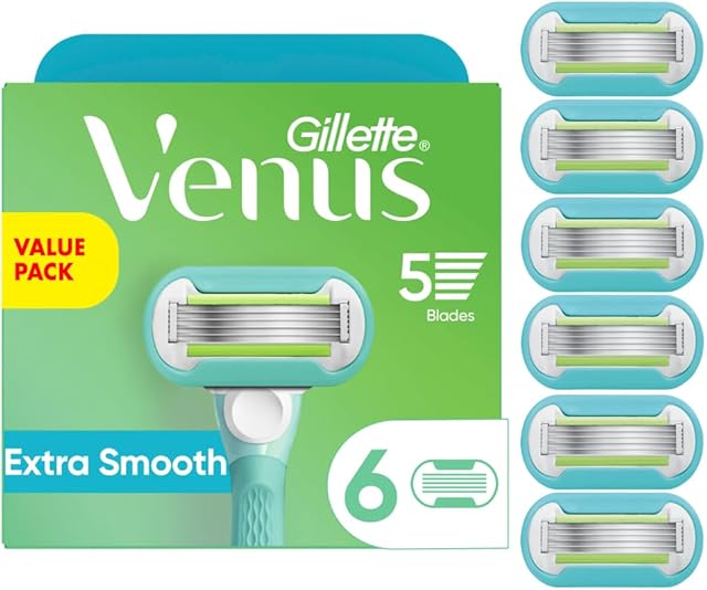 Gillette Venus Extra Smooth Womens Razor Blade Refills, 6 Count, Designed for a Close, Smooth Shave