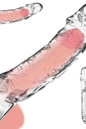 Clear Reusable Penis Sleeve Male Sex Toys, 2.56 Extra Inches Penis Extender Cock Sleeve with Penis Ring, Soft Penis Extension Enlarger Girth Enhancer Sleeve Penis Sheath Adult Sex Toys for Men Couples