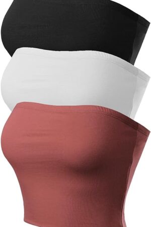 Women's Strapless Tube Tops Basic Bandeau Crop Sleeveless Backless Casual Sexy Going Out Tops Summer 2025