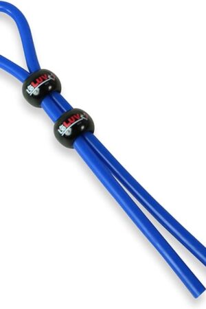 LeLuv Lasso Cock Rings Stretchy Silicone with Two (2) Beads Multiple Positions Clitoral, Perineum Stimulation Stay Harder - Blue tubing