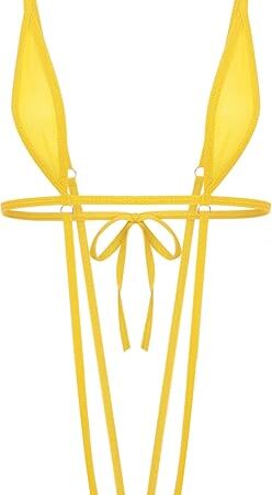 Women's Extreme Mini Sling Shot Lingerie Micro Bikini Set Sexy See Through Mesh Swimsuit