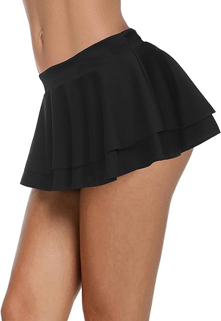 Women Sexy Pleated Mini Skirt Solid Ruffle Lingerie Skirts