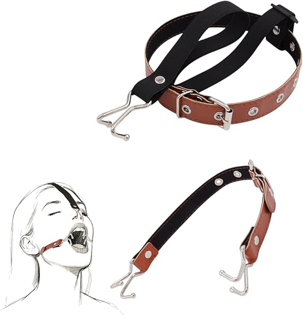 Harness Gag BDSM Gag Bondage Gags & Muzzles Open Mouth Gags with Adjustable Leather Belt Nose Hook Sex Bondage Set BDSM Toys Restraints Accessories Gear Kinky Sex Toys for Couples Women Men