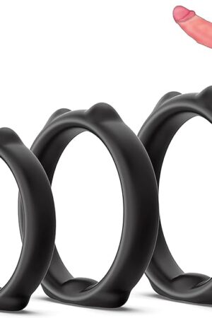 FST Silicone Cock Rings 3 Pcs Flexible Penis Ring Waterproof Cock Ring with Multiple Wearing Styles Penis Rings for Enhanced Erection Delayed Ejaculation Adult Male Sex Toys