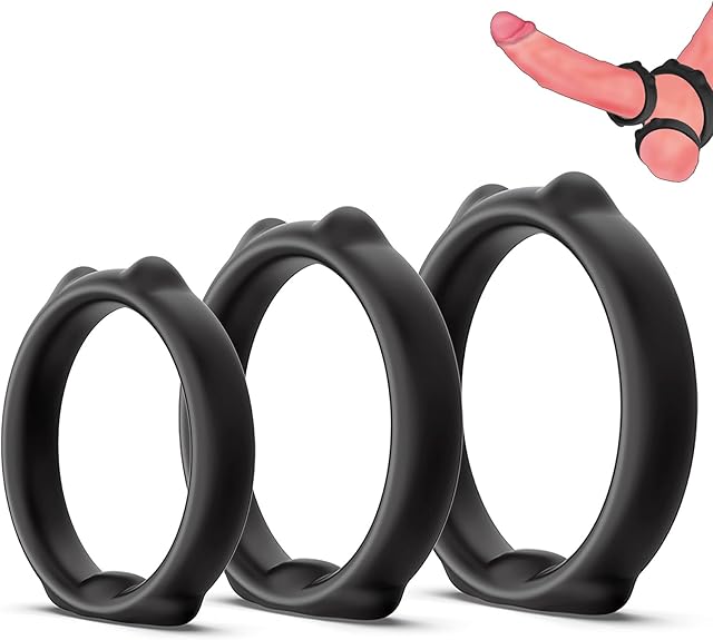 FST Silicone Cock Rings 3 Pcs Flexible Penis Ring Waterproof Cock Ring with Multiple Wearing Styles Penis Rings for Enhanced Erection Delayed Ejaculation Adult Male Sex Toys