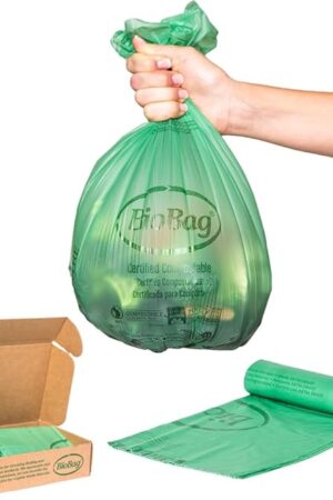 BioBag (USA), The Original Compostable Bag, 3 Gallon, 100 Total Count, 100% Certified Food Scrap Bags, Kitchen Compost Bin Compatible