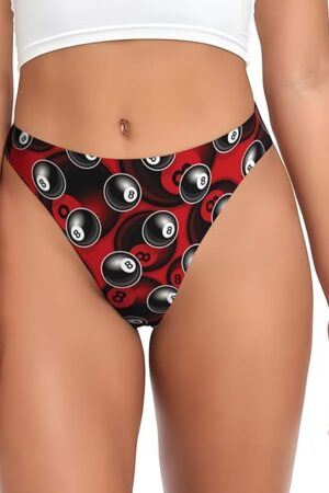 Women'S Bikini Panties, Billiards Pool Snooker 8 Ball Symbol Red Underwear For Women Low Rise Sexy Panties