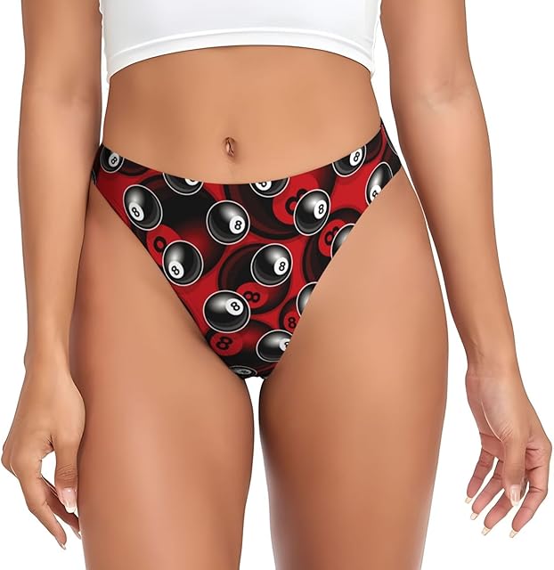 Women'S Bikini Panties, Billiards Pool Snooker 8 Ball Symbol Red Underwear For Women Low Rise Sexy Panties