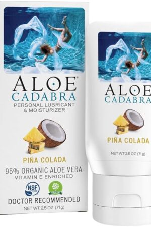 Aloe Cadabra Flavored Personal Lubricant and Vaginal Moisturizer, Organic Edible Aloe Lube for Men, Women and Couples, Non-Staining, pH Balanced, Toy Compatible (Pina Colada, 2.5 Ounces, 1 Pack)